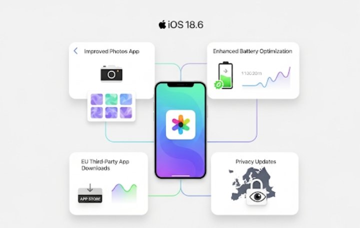 iOS 18.6 home screen with updated widgets